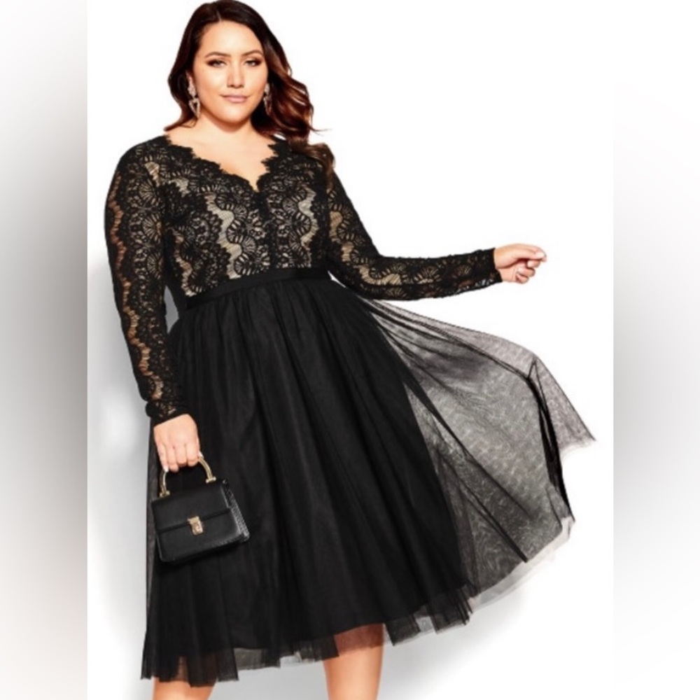 NWT - City Chic Rare Beauty Dress - Black